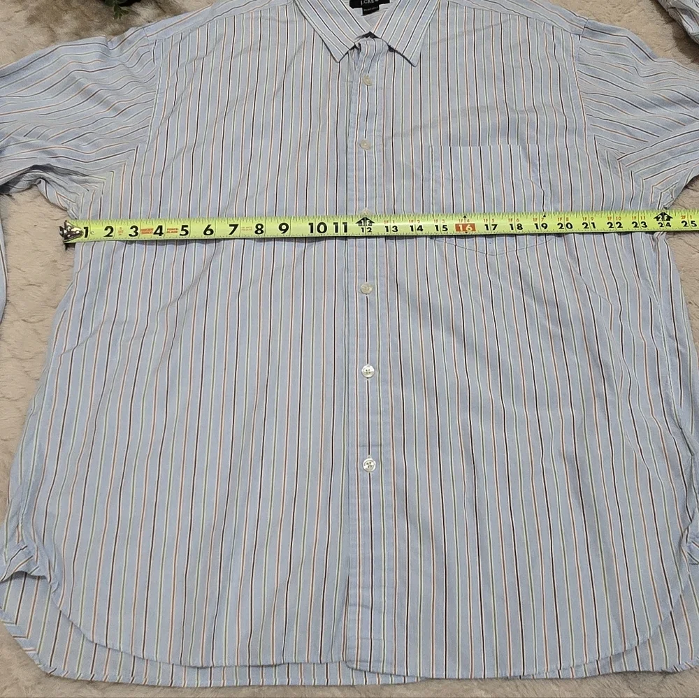 J. Crew Blue Multicolor Stripe 2-Ply Cotton Collared Dress Shirt, Size XL